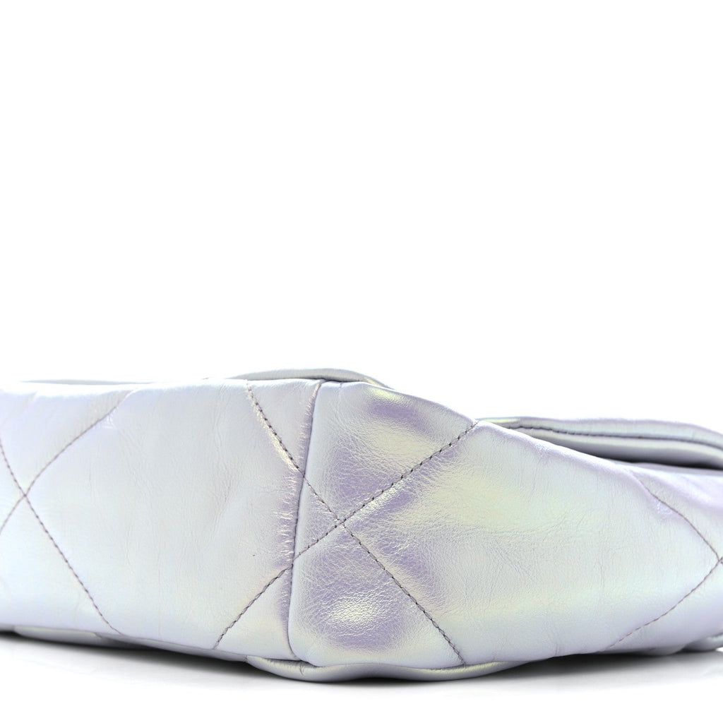 Iridescent Calfskin Quilted Medium Chanel 19 Flap Light Purple Blue