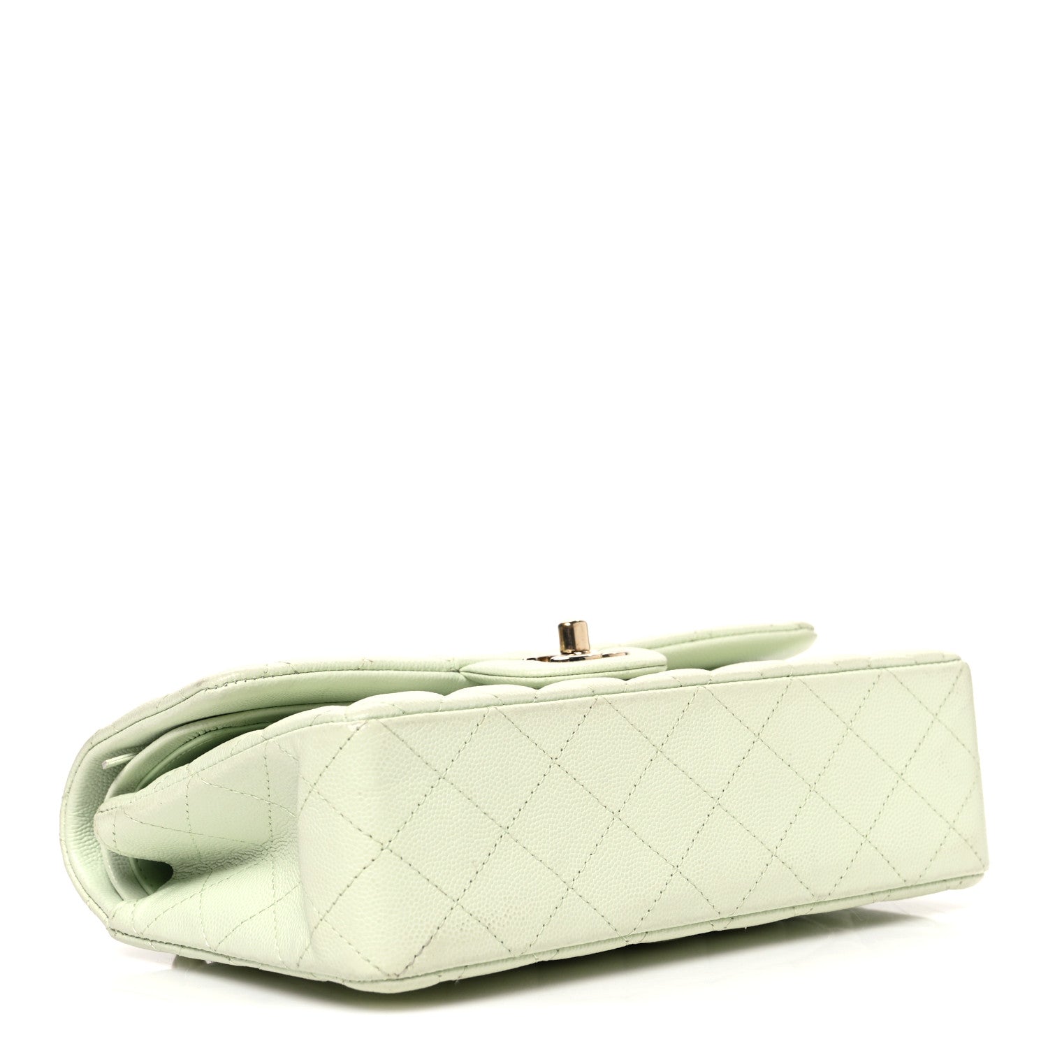 Caviar Quilted Small Double Flap Light Green