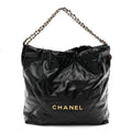 Shiny Calfskin Quilted Chanel 22 Black