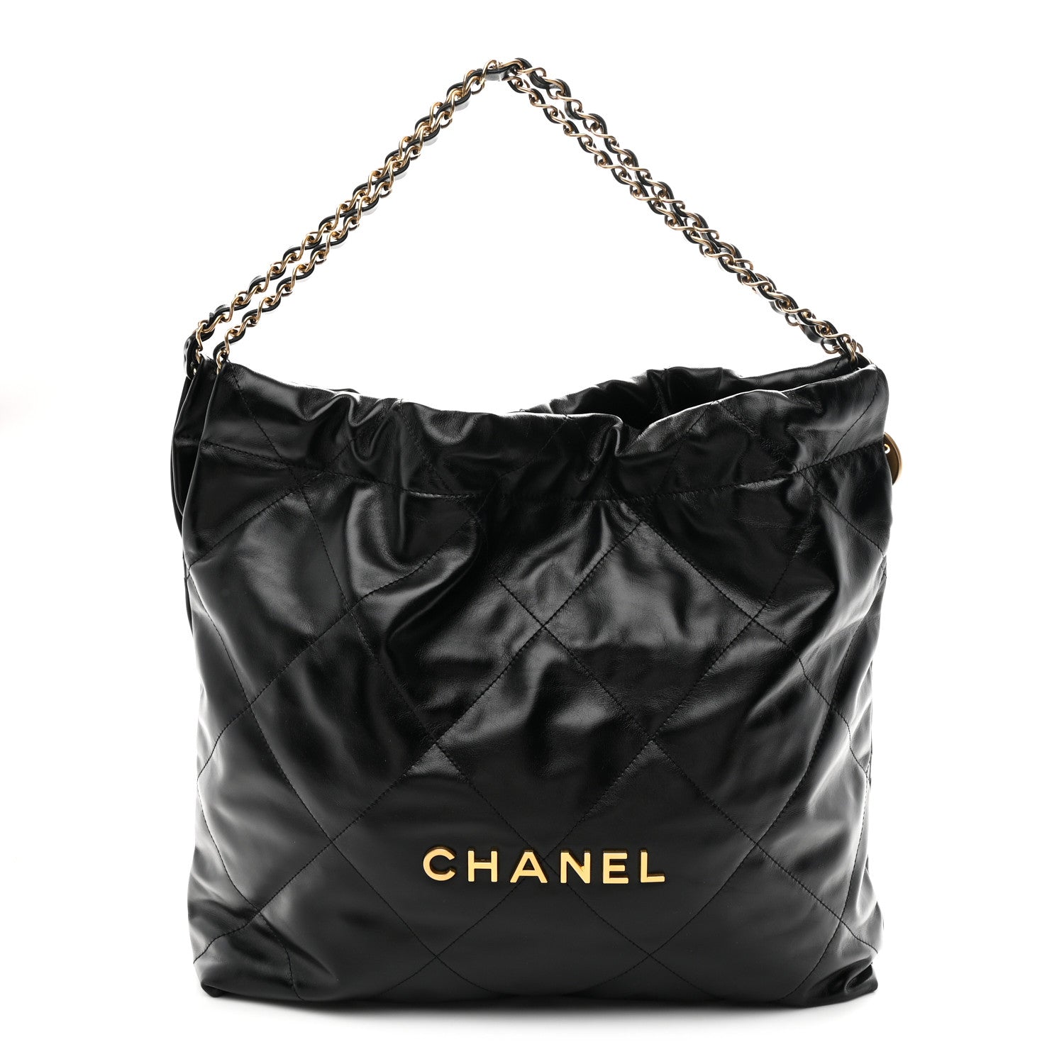Shiny Calfskin Quilted Chanel 22 Black
