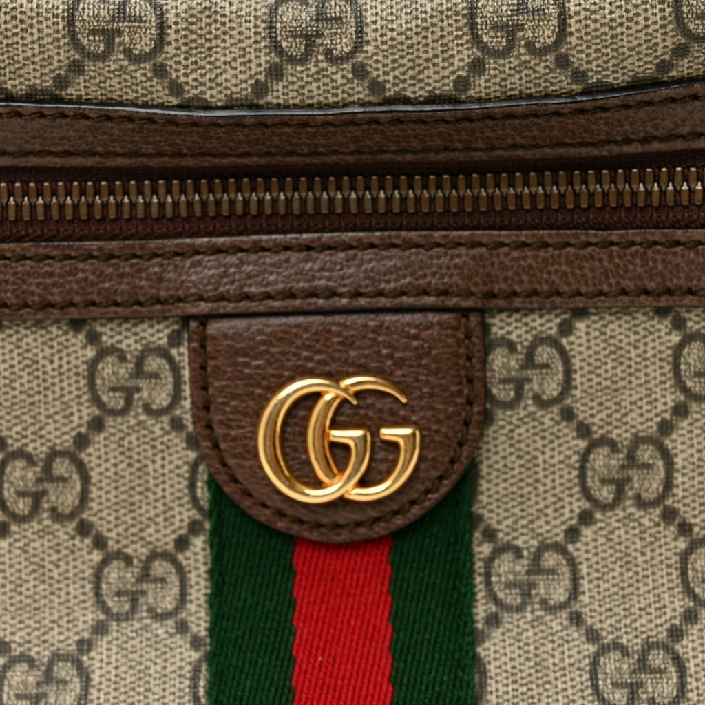 Soft GG Supreme Monogram Medium Ophidia Belt Bag Dark Brown