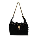 Suede Quilted Small Chanel 25 Handbag Black