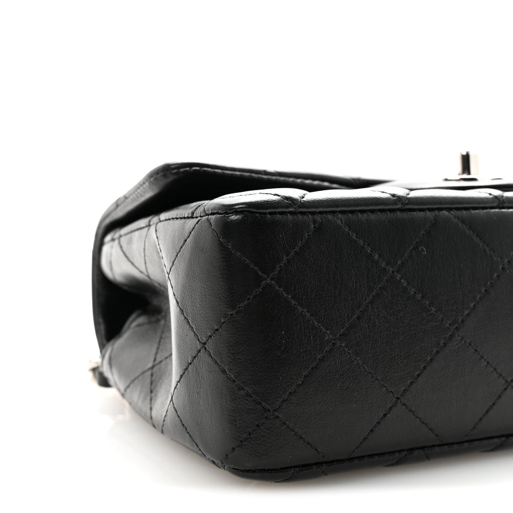 Lambskin Quilted Mini Rectangular Flap Black