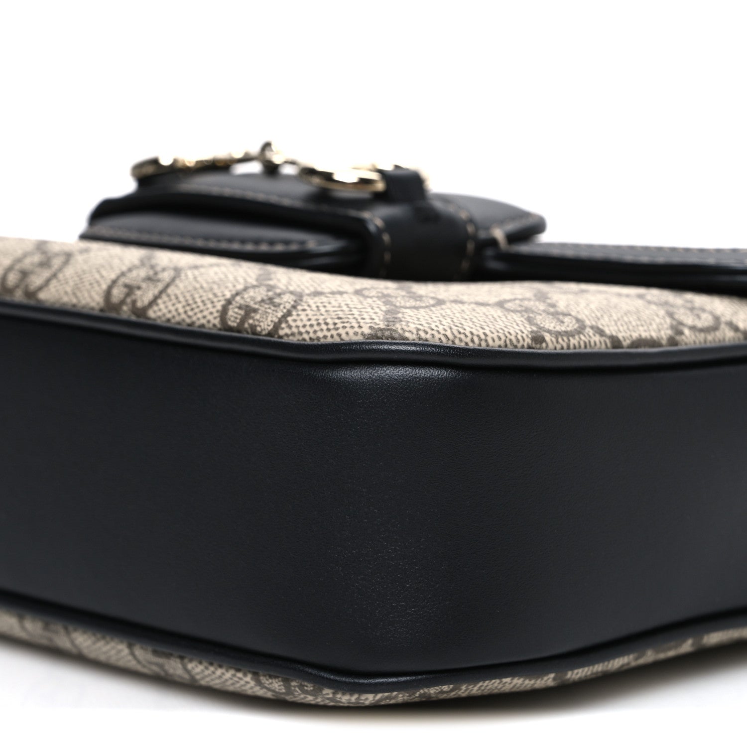 GG Supreme Monogram Horsebit 1955 Soft Small Shoulder Bag Beige Black