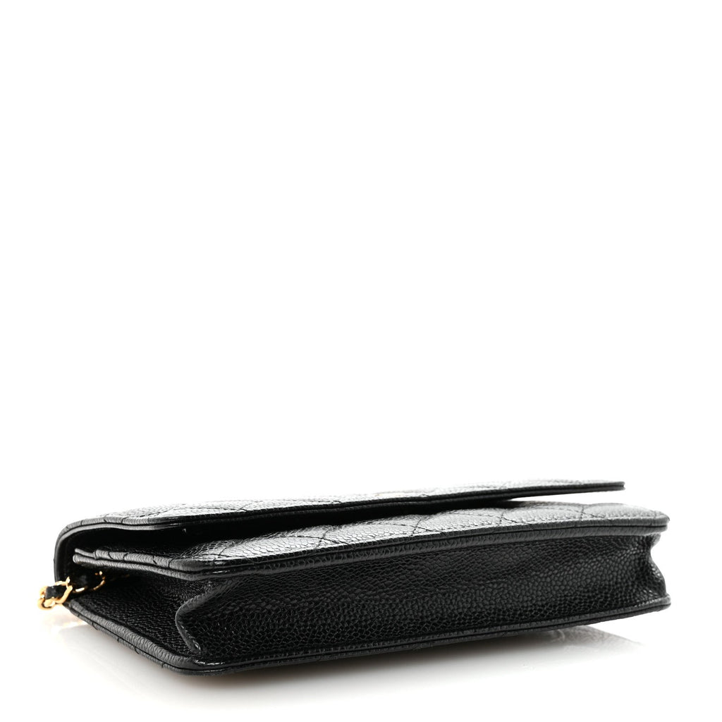 Caviar Quilted Wallet on Chain WOC Black