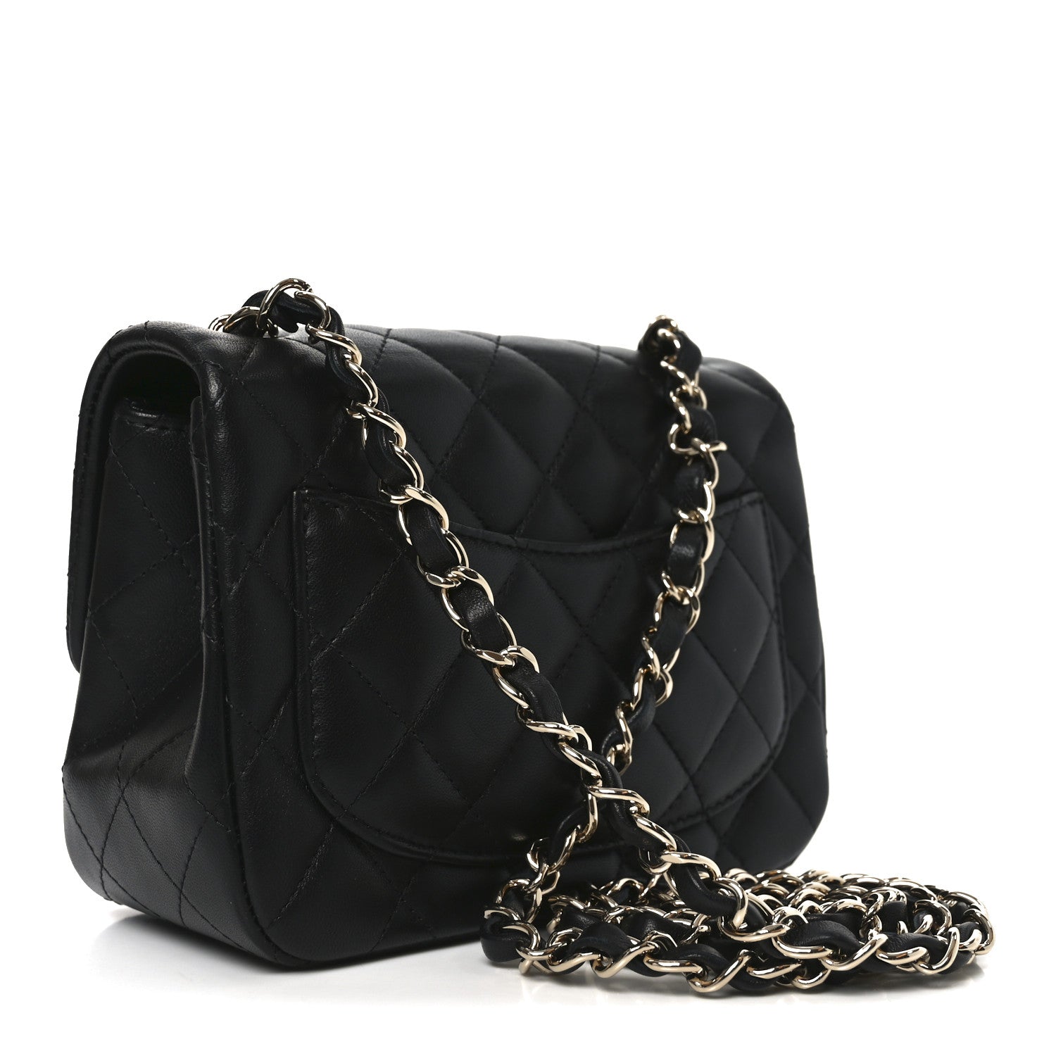 Lambskin Quilted Mini Square Flap Black
