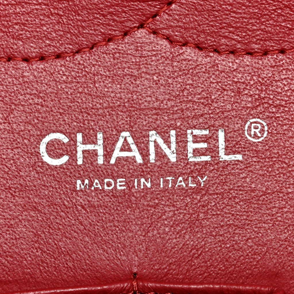 Caviar Quilted Jumbo Double Flap Dark Red