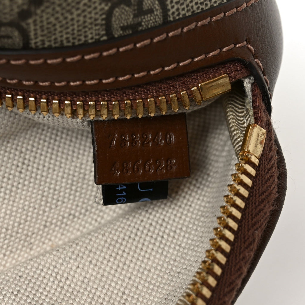 GG Supreme Monogram Textured Calfskin Retro Interlocking G Belt Bag Beige Ebony Brown Sugar