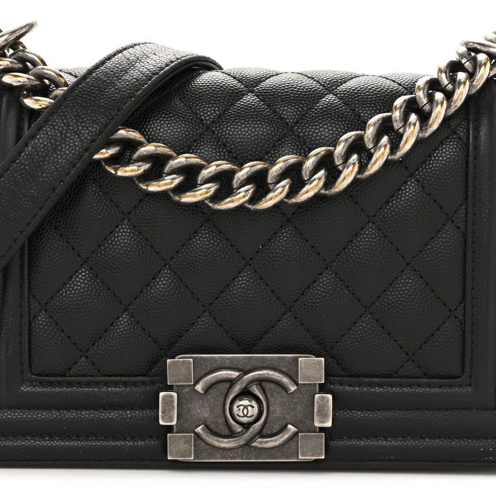Caviar Quilted Small Boy Flap Black