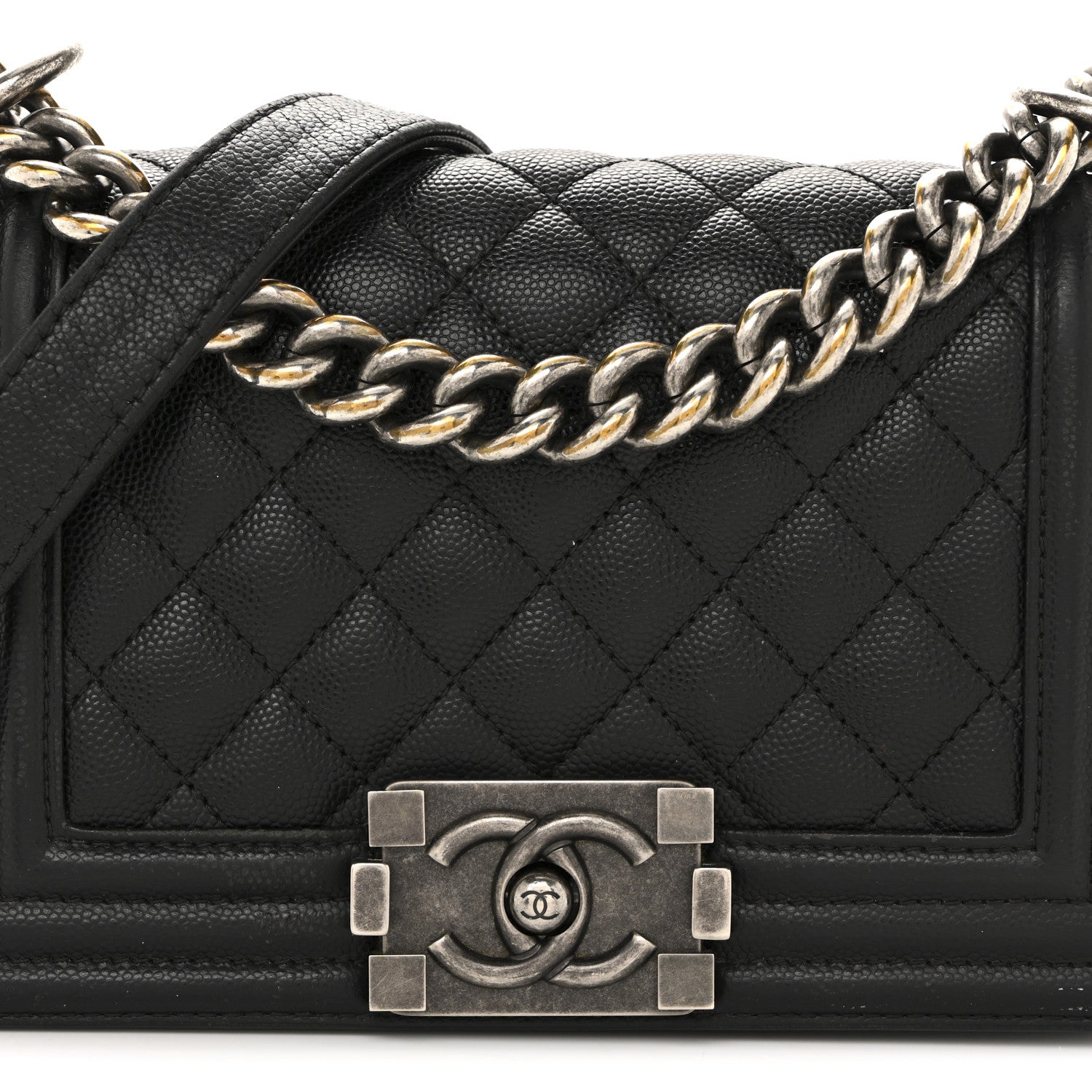 Caviar Quilted Small Boy Flap Black
