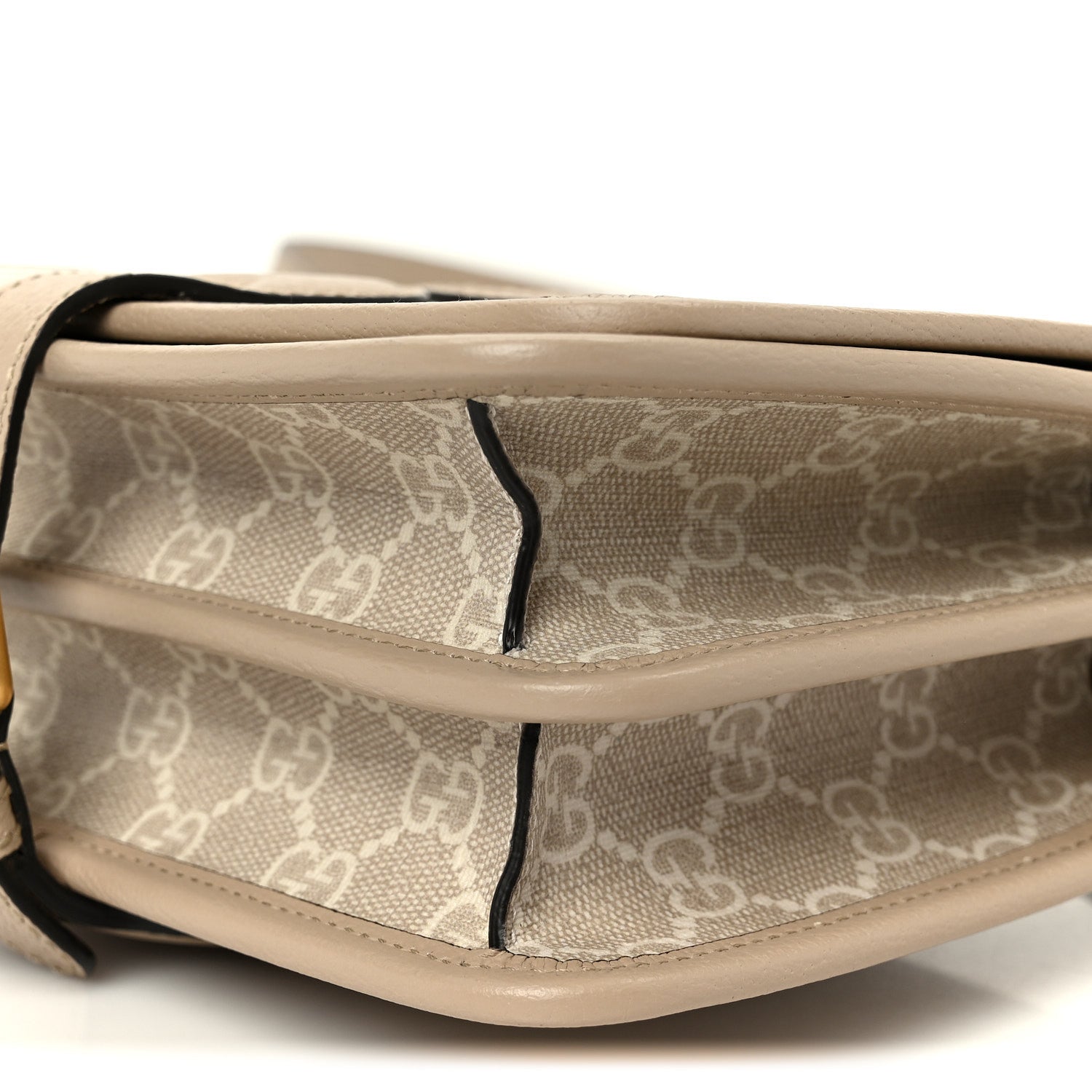GG Supreme Monogram Textured Dollar Calfskin Mini Retro Interlocking G Flap Shoulder Bag Beige Mystic White Oatmeal