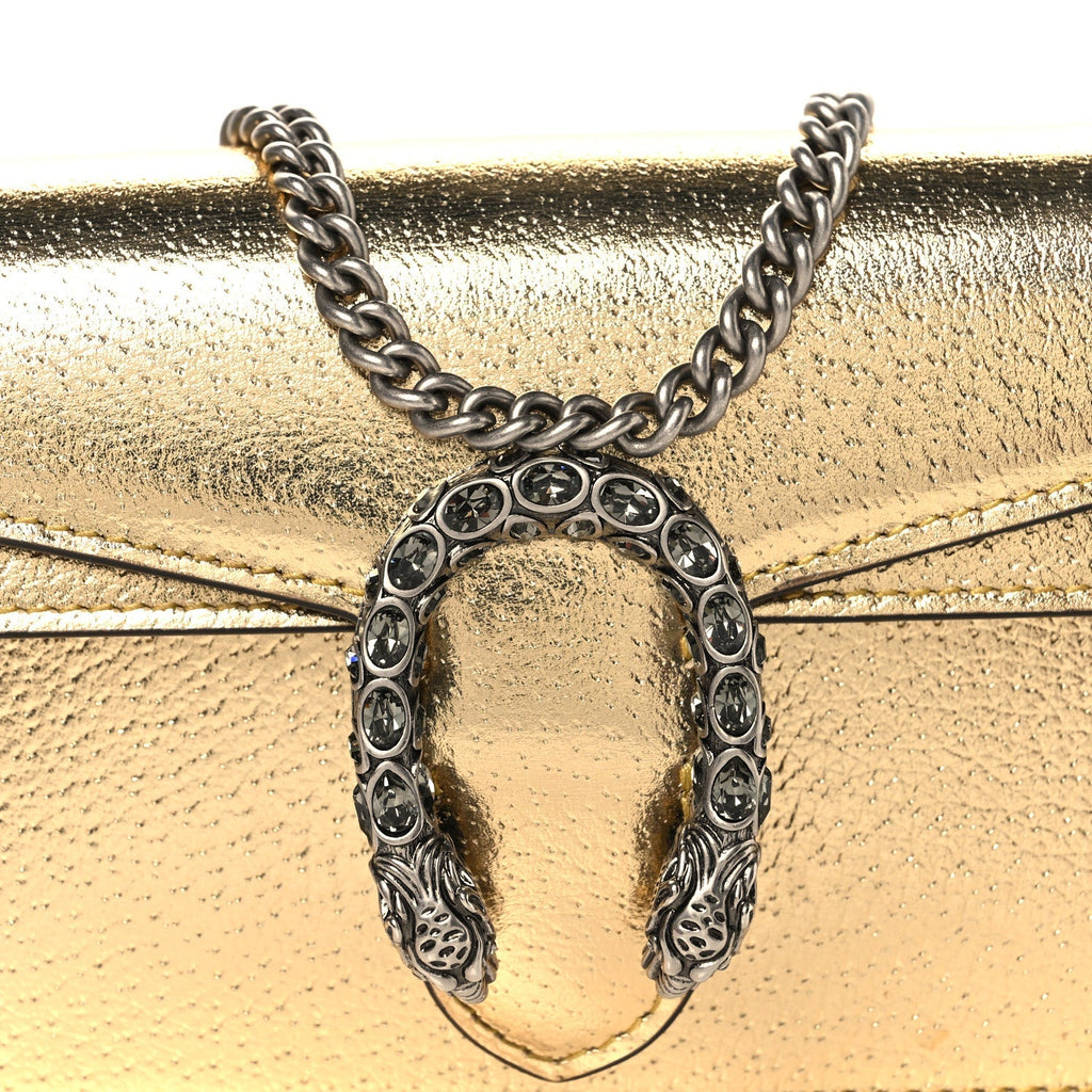 Metallic Calfskin Super Mini Dionysus Shoulder Bag Gold