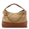 Suede Calfskin Shiny Lambskin Quilted Small Coco Base Shopping Bag Beige Camel