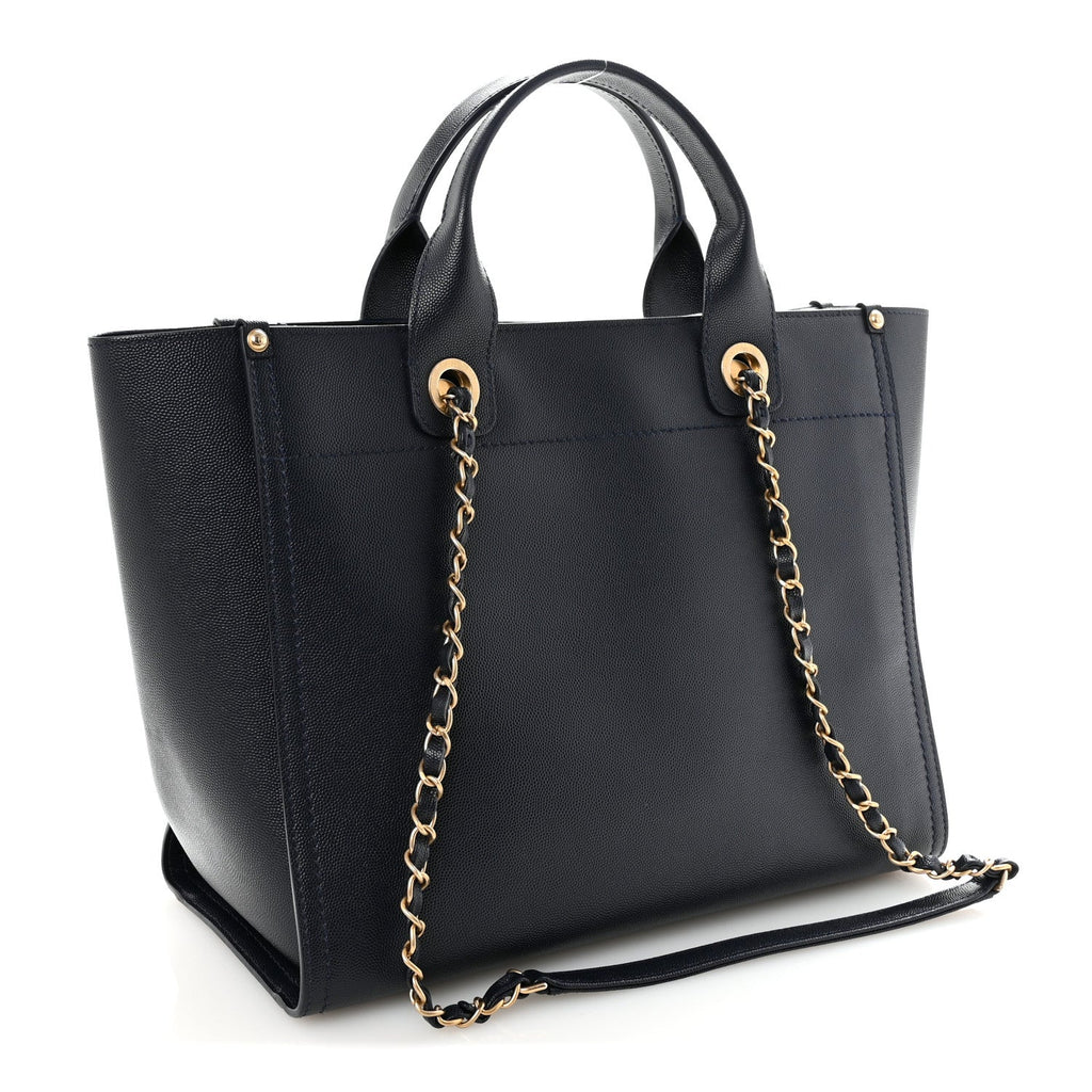 Caviar Small Studded Deauville Tote Navy