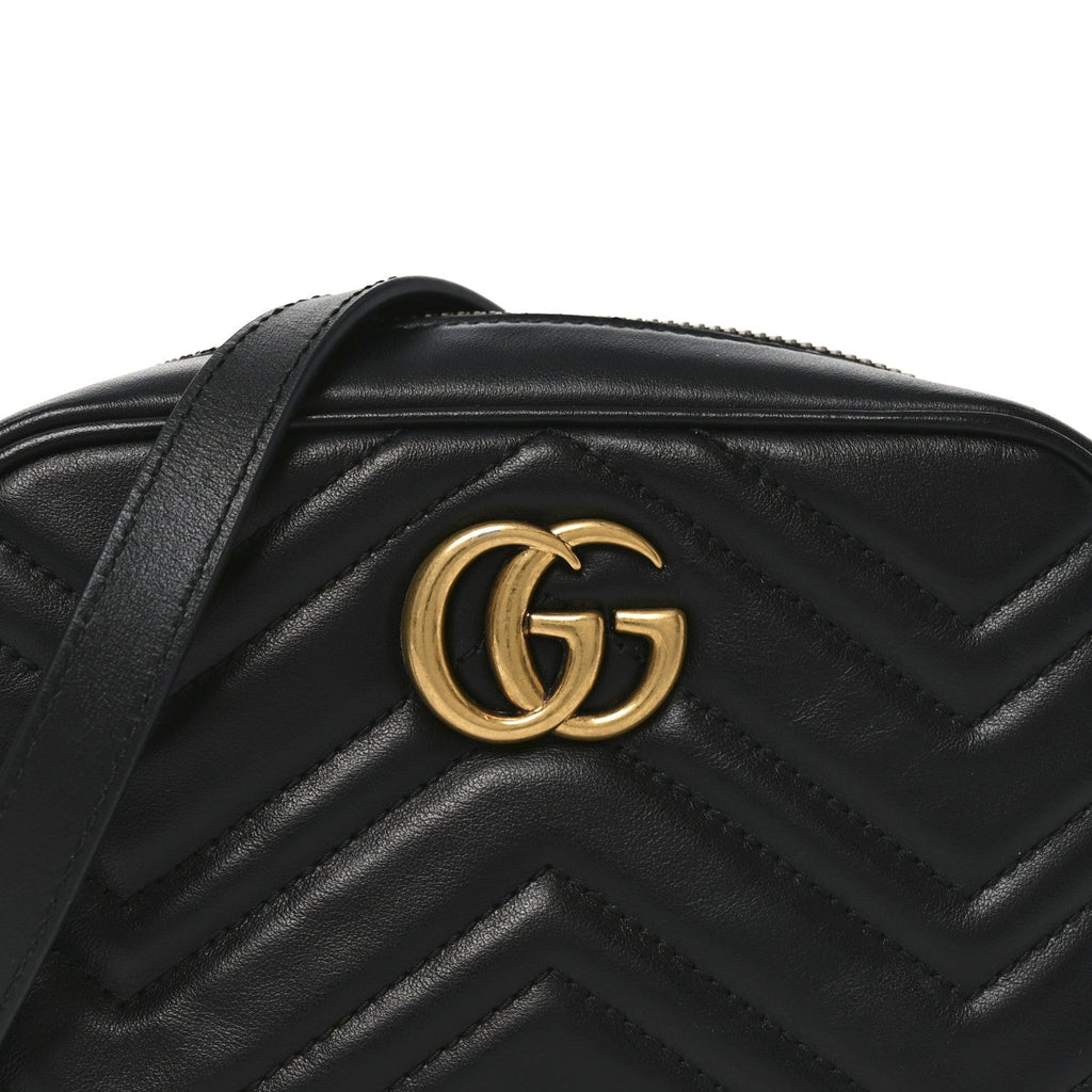 Calfskin Matelasse Mini GG Marmont Chain Shoulder Bag Black