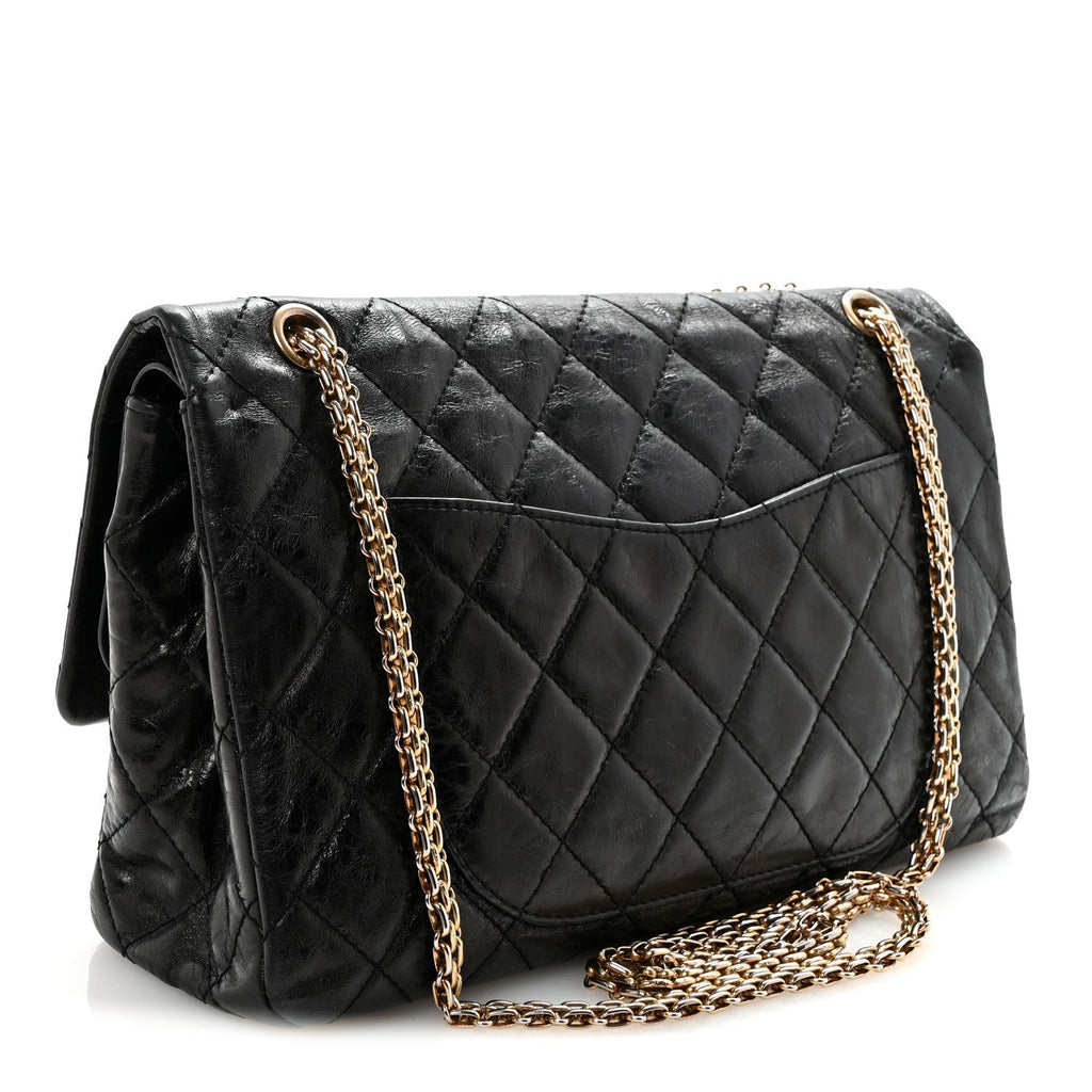 Aged Calfskin Quilted 2.55 Reissue 227 Flap Black