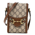 GG Supreme Monogram Mini Horsebit 1955 Crossbody Bag Beige Brown Sugar