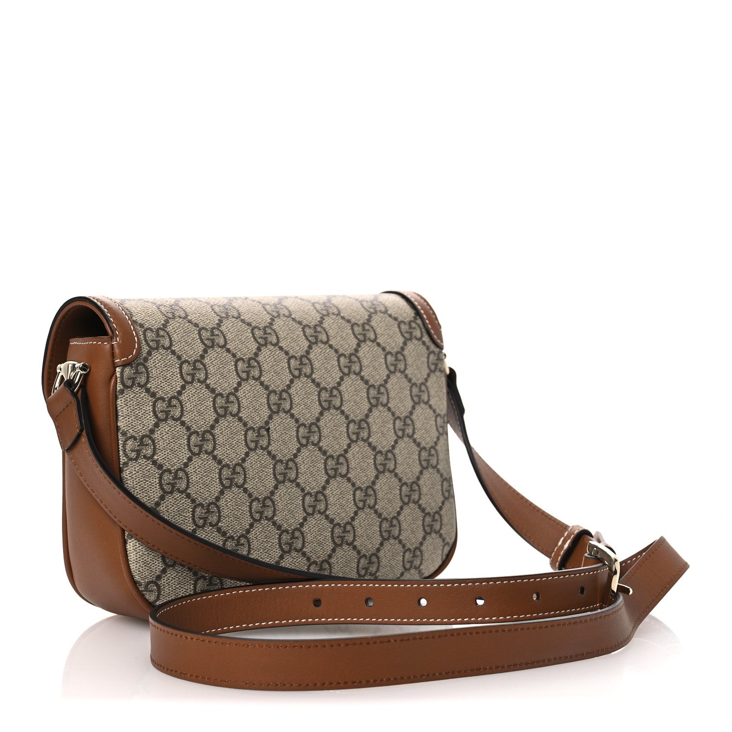 GG Supreme Monogram Duomo Lux Horsebit 1955 Soft Small Shoulder Bag Beige Ebony Sundial