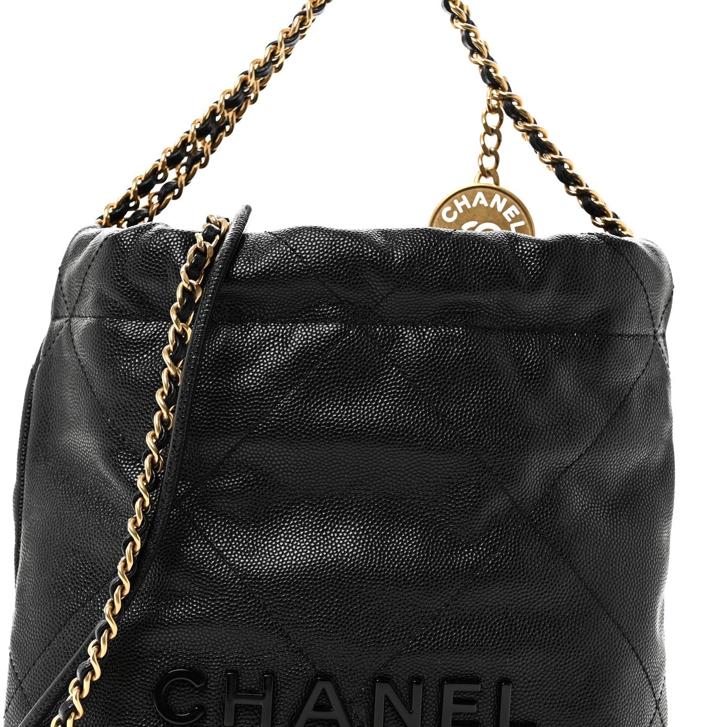 Shiny Caviar Quilted Monochrome Mini Chanel 22 Black