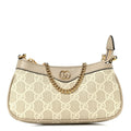 GG Supreme Monogram Textured Dollar Calfskin Web Mini Ophidia GG Handbag Beige Mystic White Oatmeal