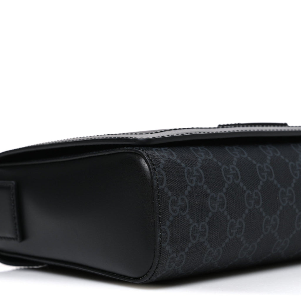 GG Supreme Monogram Appia Calfskin Web Crossbody Bag Black Grey