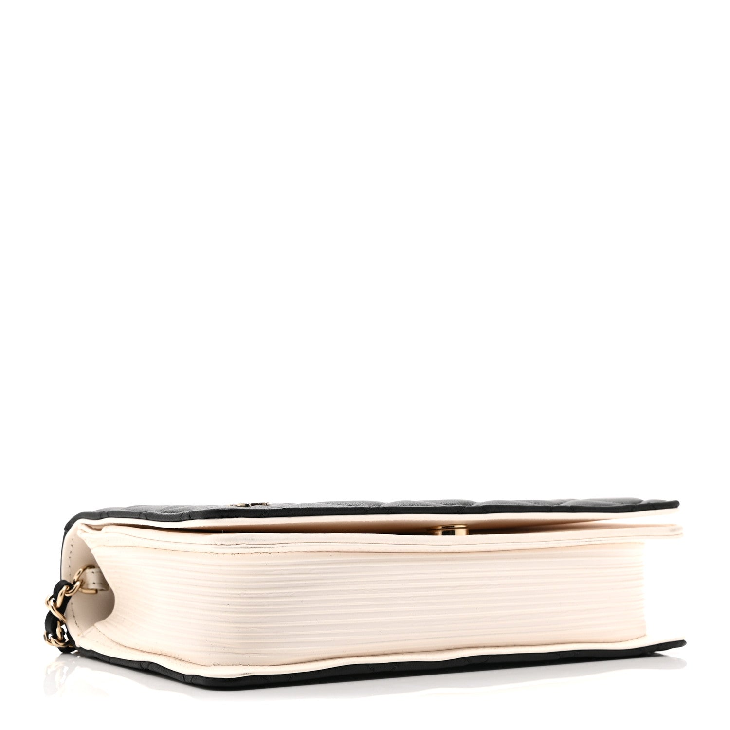 Lambskin Quilted Book Wallet On Chain WOC Black
