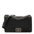 Caviar Quilted Medium Boy Flap Black