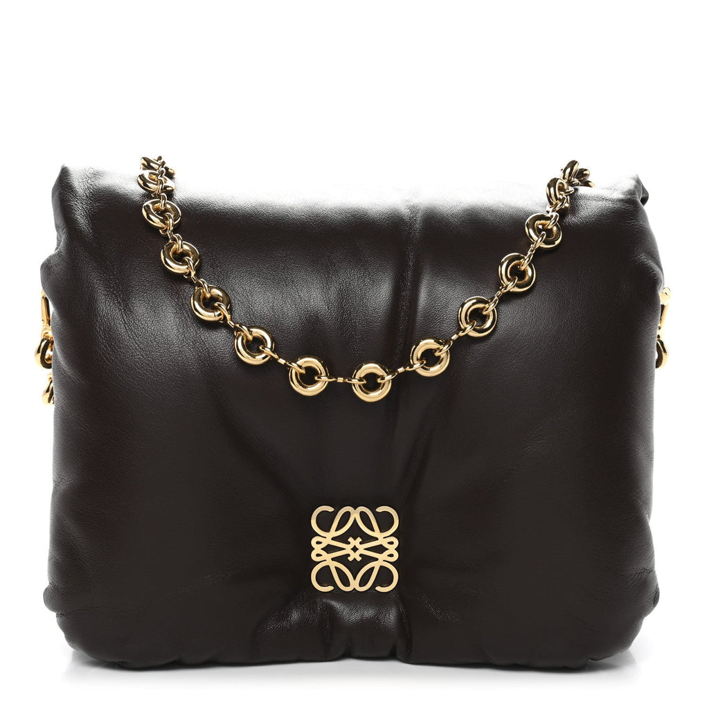 Lambskin Goya Puffer Bag Dark Chocolate