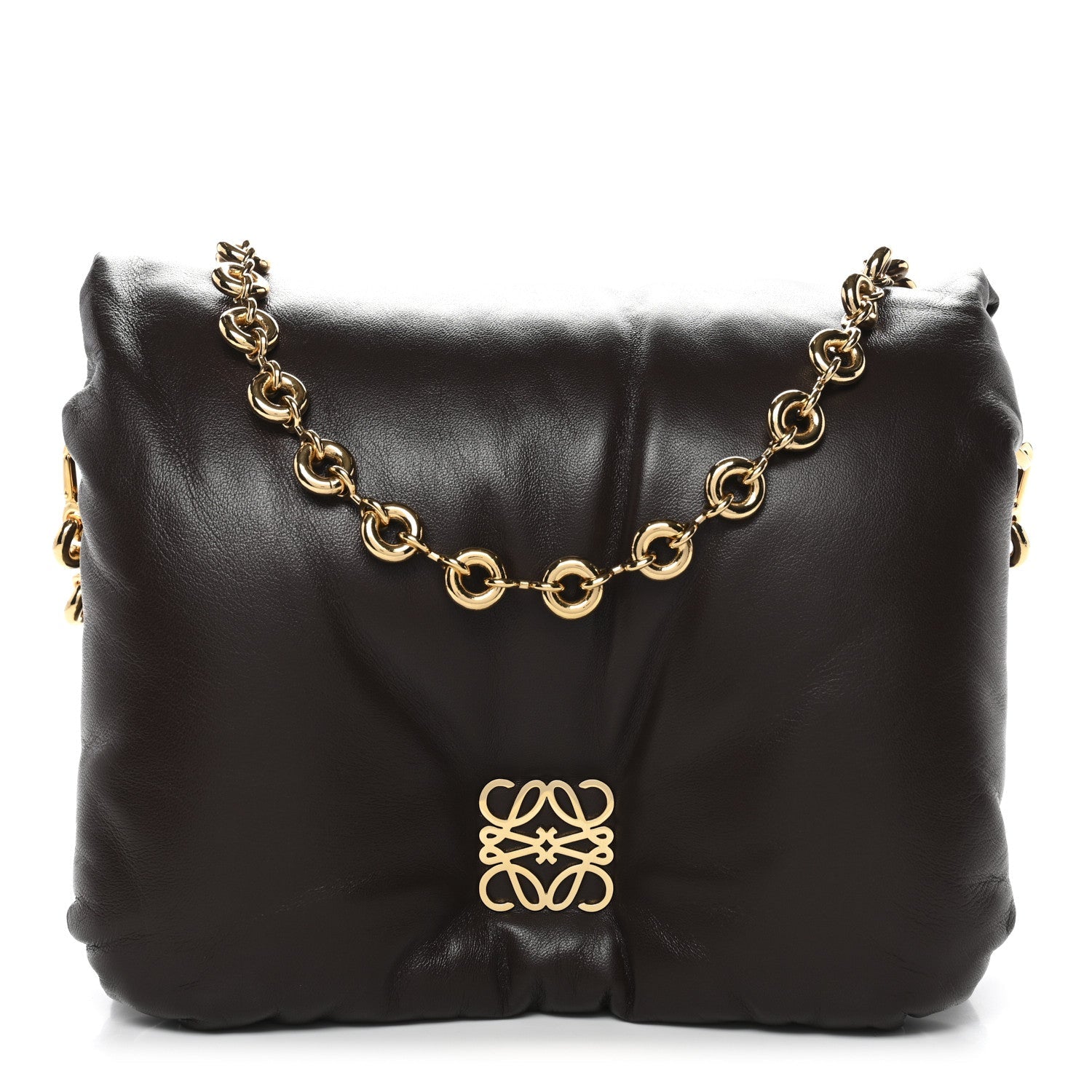 Lambskin Goya Puffer Bag Dark Chocolate