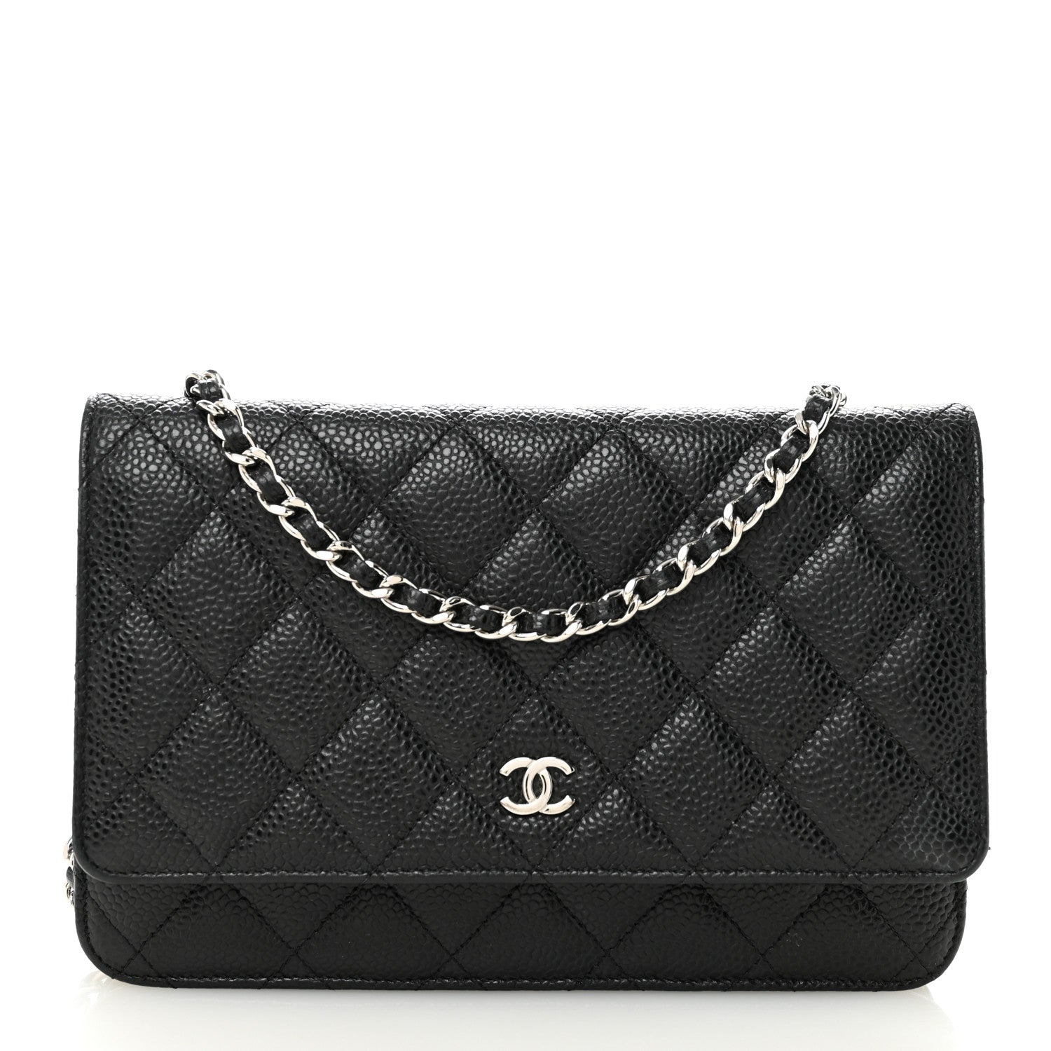 Caviar Quilted Wallet on Chain WOC Black