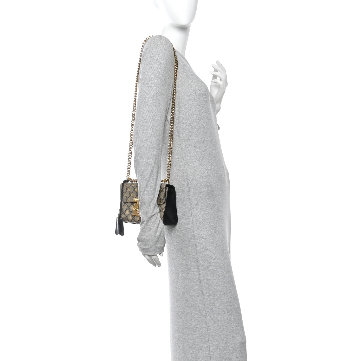 GG Supreme Monogram Bees Small Padlock Shoulder Bag Black