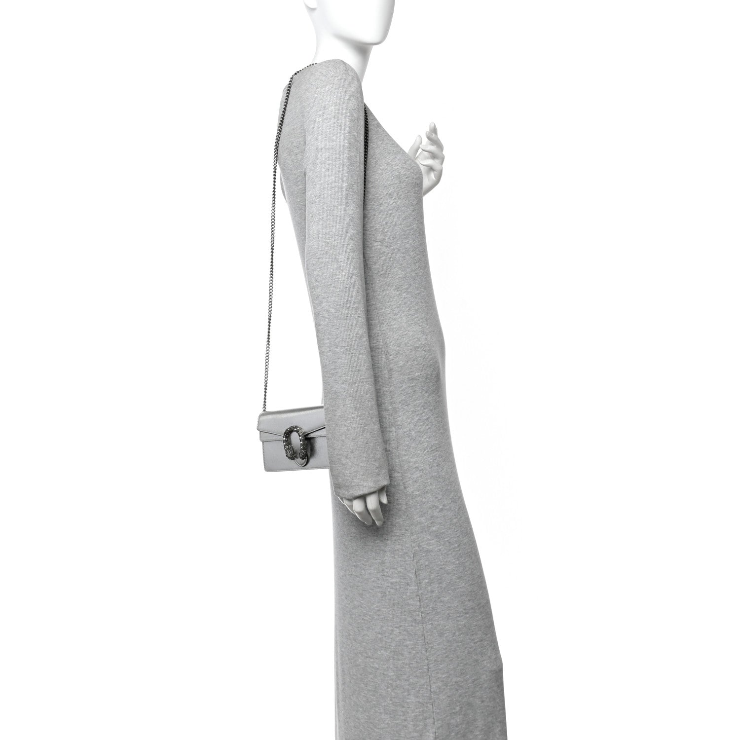 Metallic Calfskin Super Mini Dionysus Shoulder Bag Silver