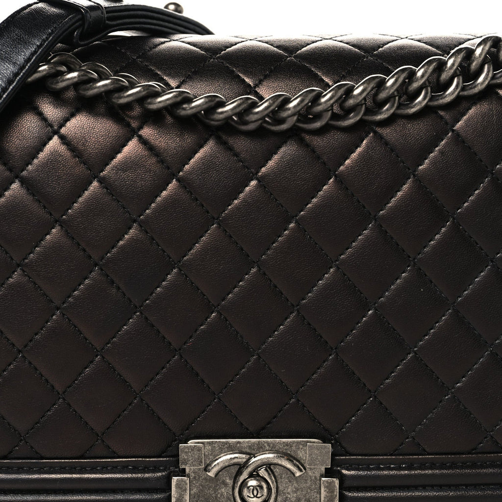 Lambskin Quilted New Medium Boy Flap Black