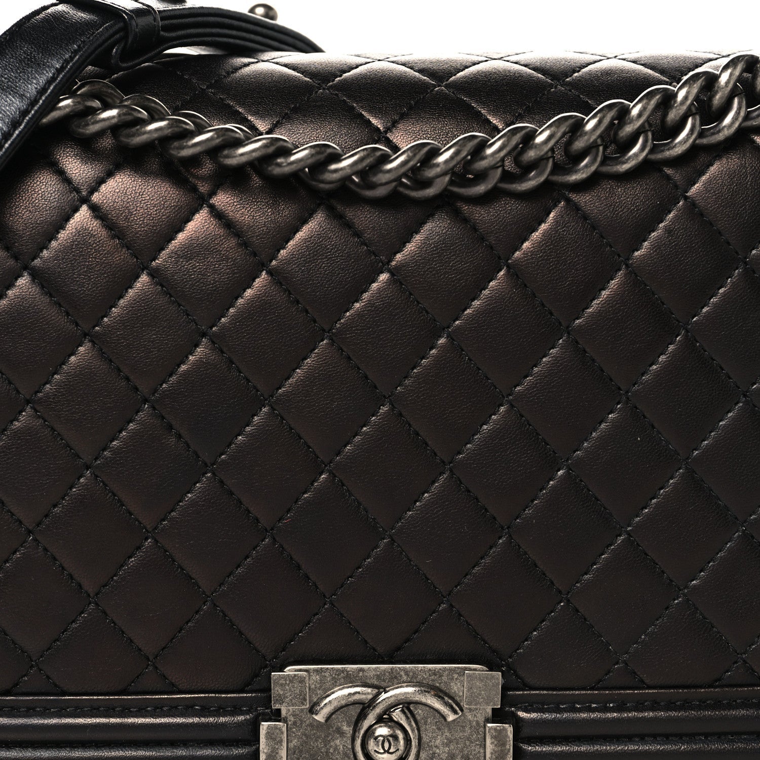 Lambskin Quilted New Medium Boy Flap Black