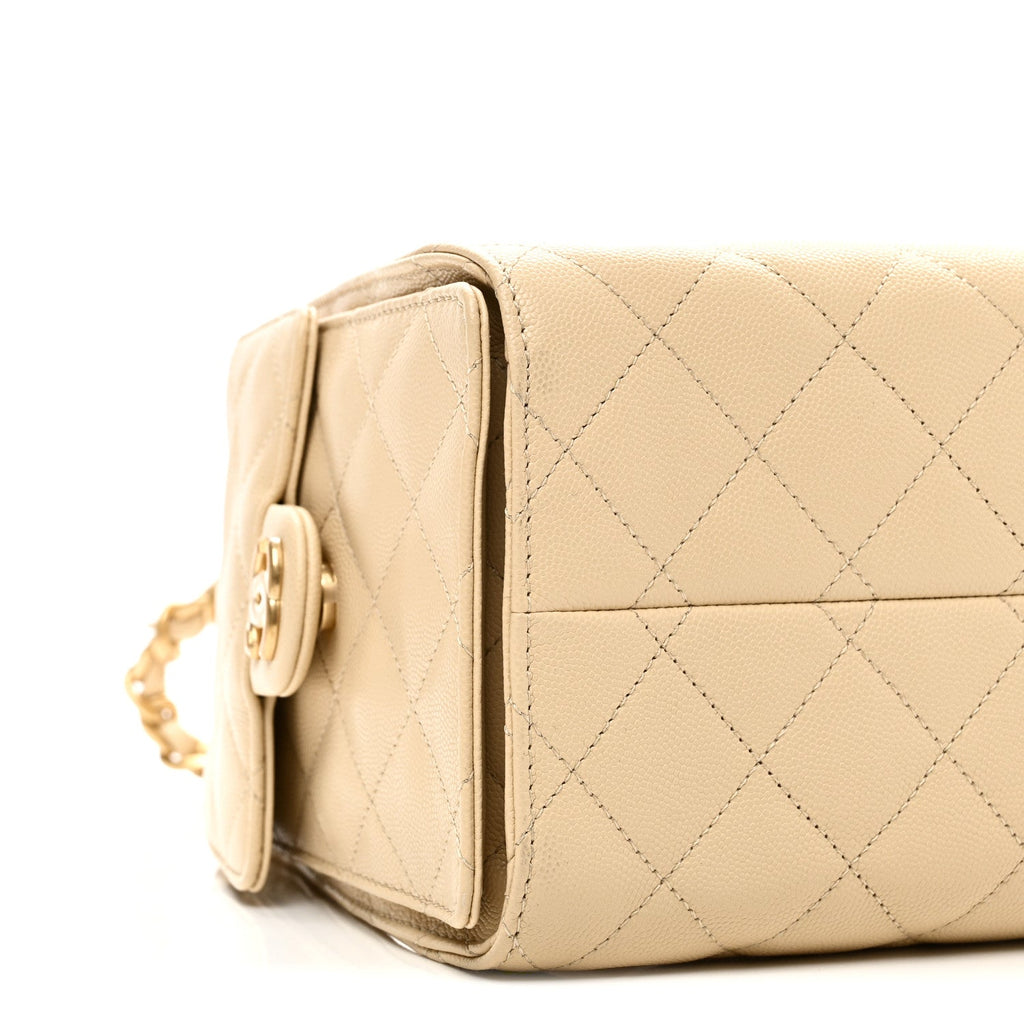 Caviar Quilted Small Chanel 25 Handbag Light Beige