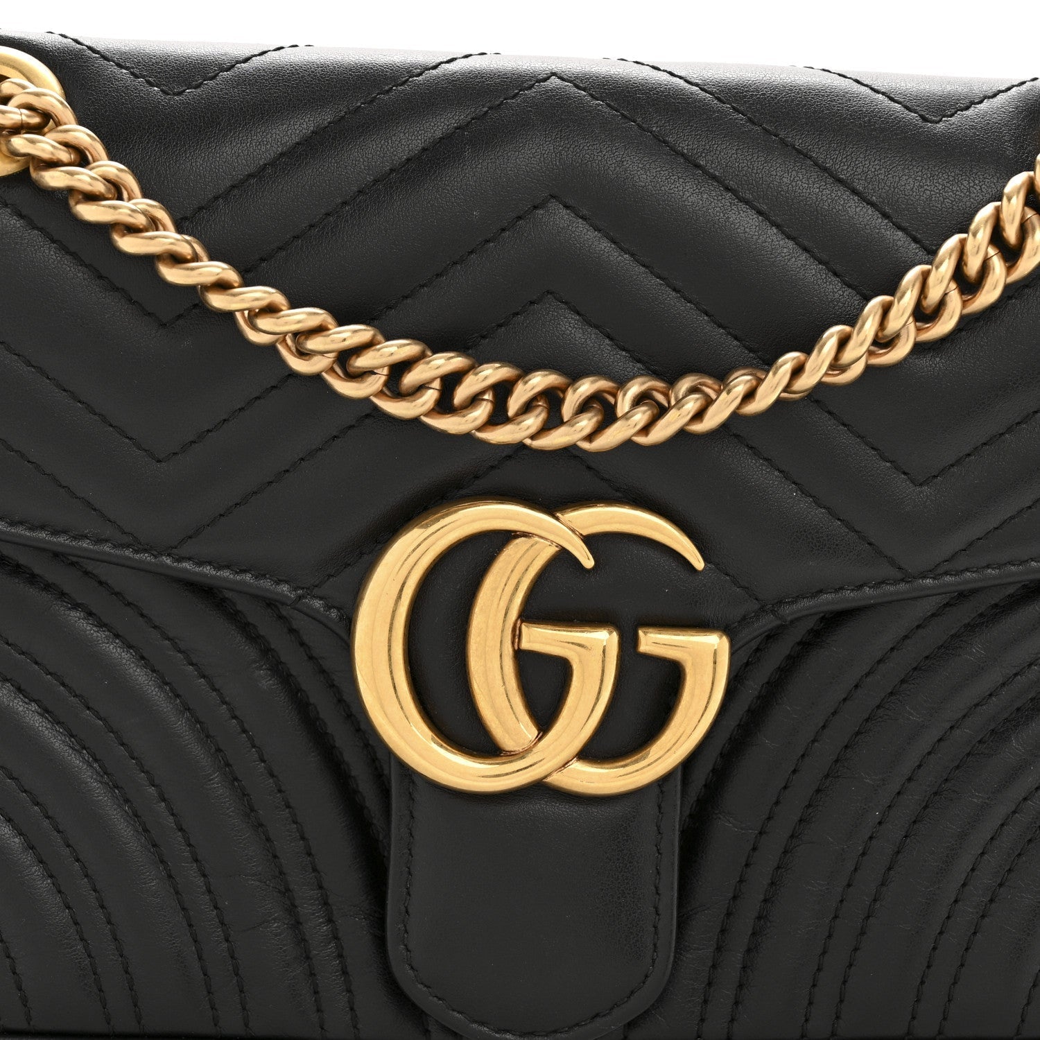 Calfskin Matelasse Small GG Marmont Shoulder Bag Black