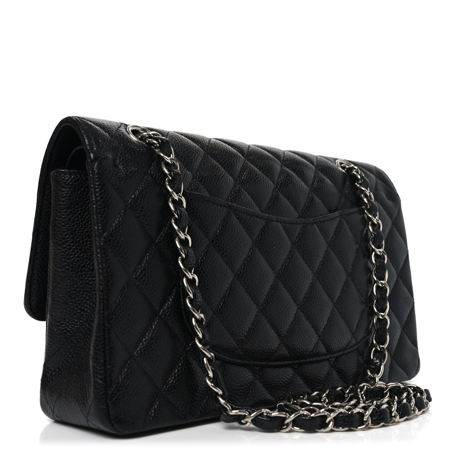 Caviar Quilted Medium Double Flap Black