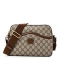 GG Supreme Monogram Azalea Calfskin Retro Interlocking G Messenger Shoulder Bag Beige Ebony Brown Sugar