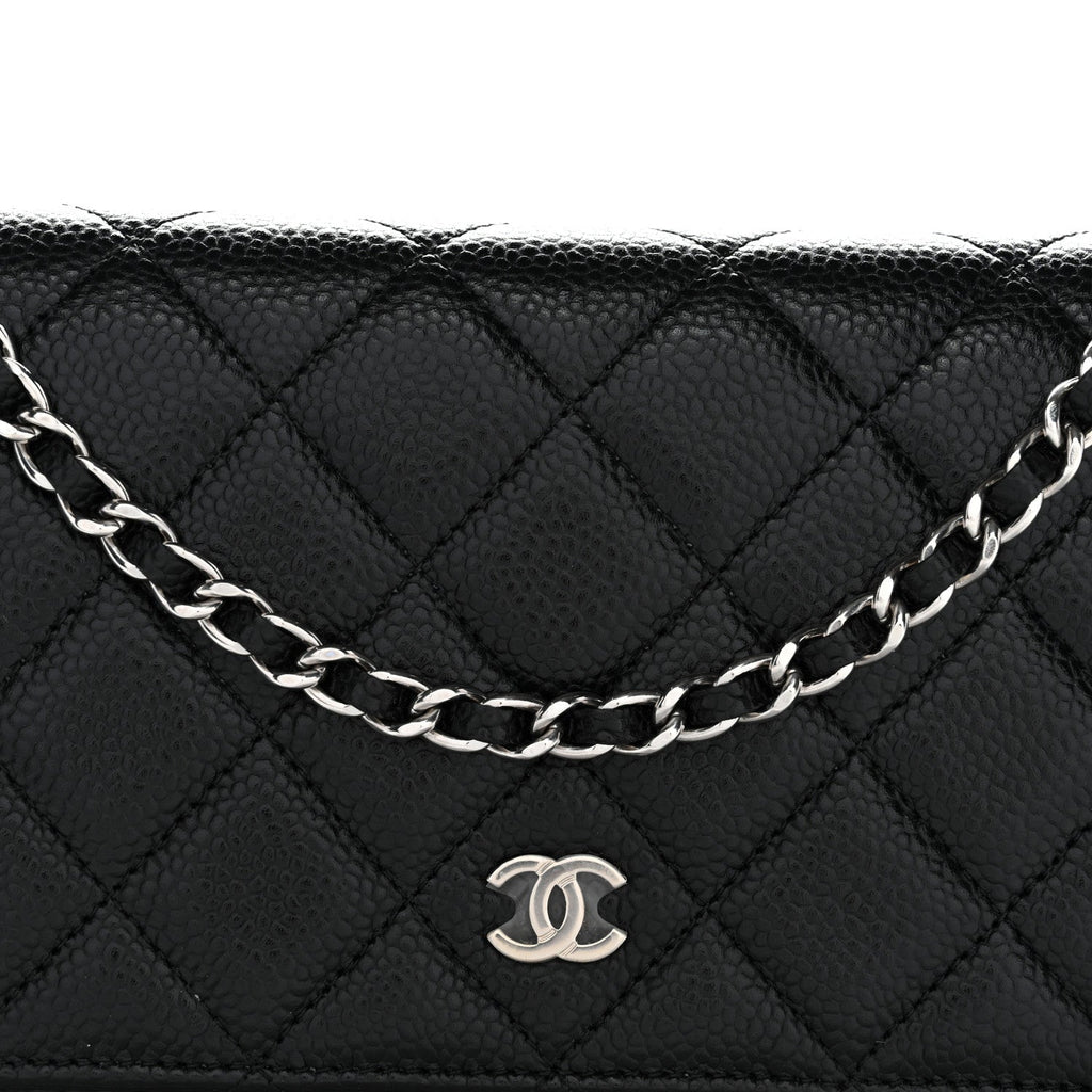 Caviar Quilted Wallet On Chain WOC Black