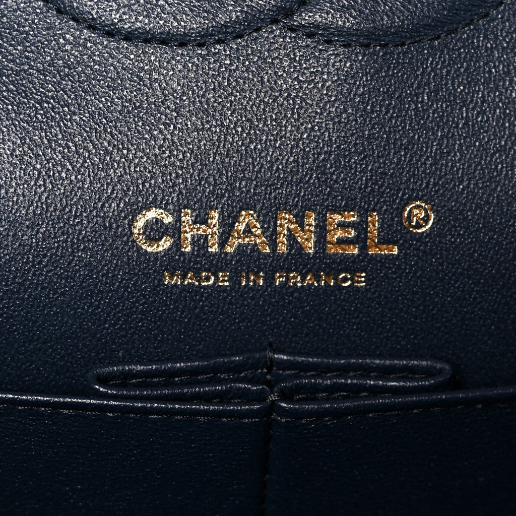 Caviar Quilted Medium Double Flap Navy