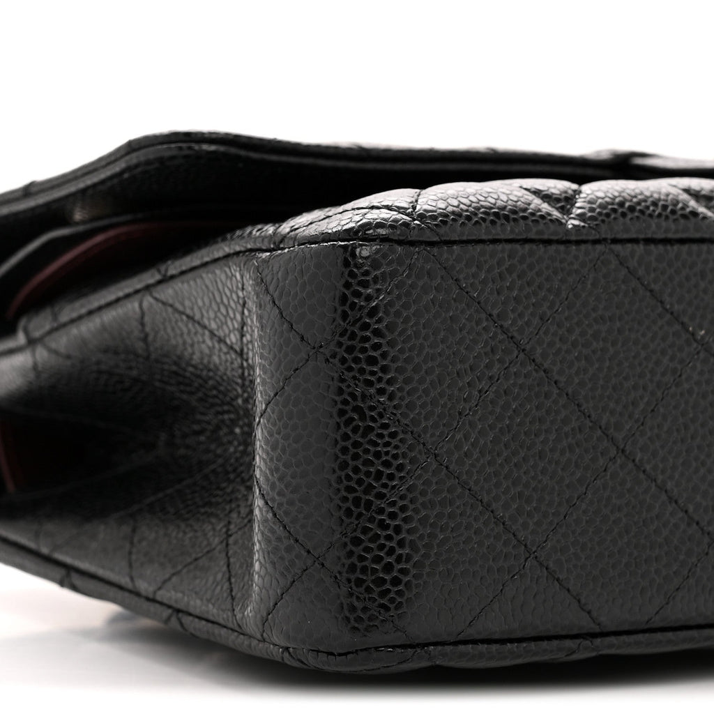 Caviar Quilted Medium Double Flap Black