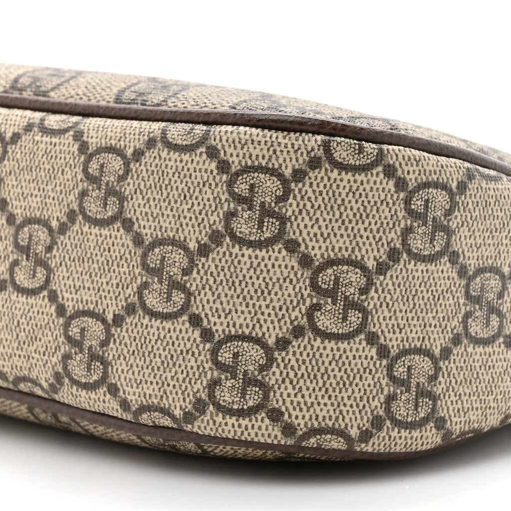 GG Supreme Monogram Textured Dollar Calfskin Web Small Ophidia GG Handbag Beige Ebony New Acero