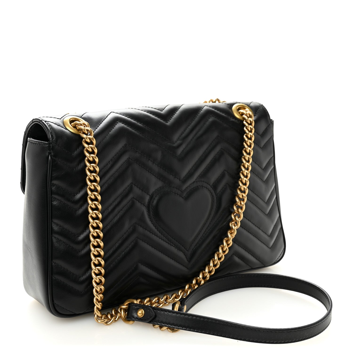 Calfskin Matelasse Medium GG Marmont Shoulder Bag Black