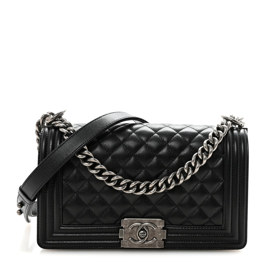 Caviar Quilted Medium Boy Flap Black