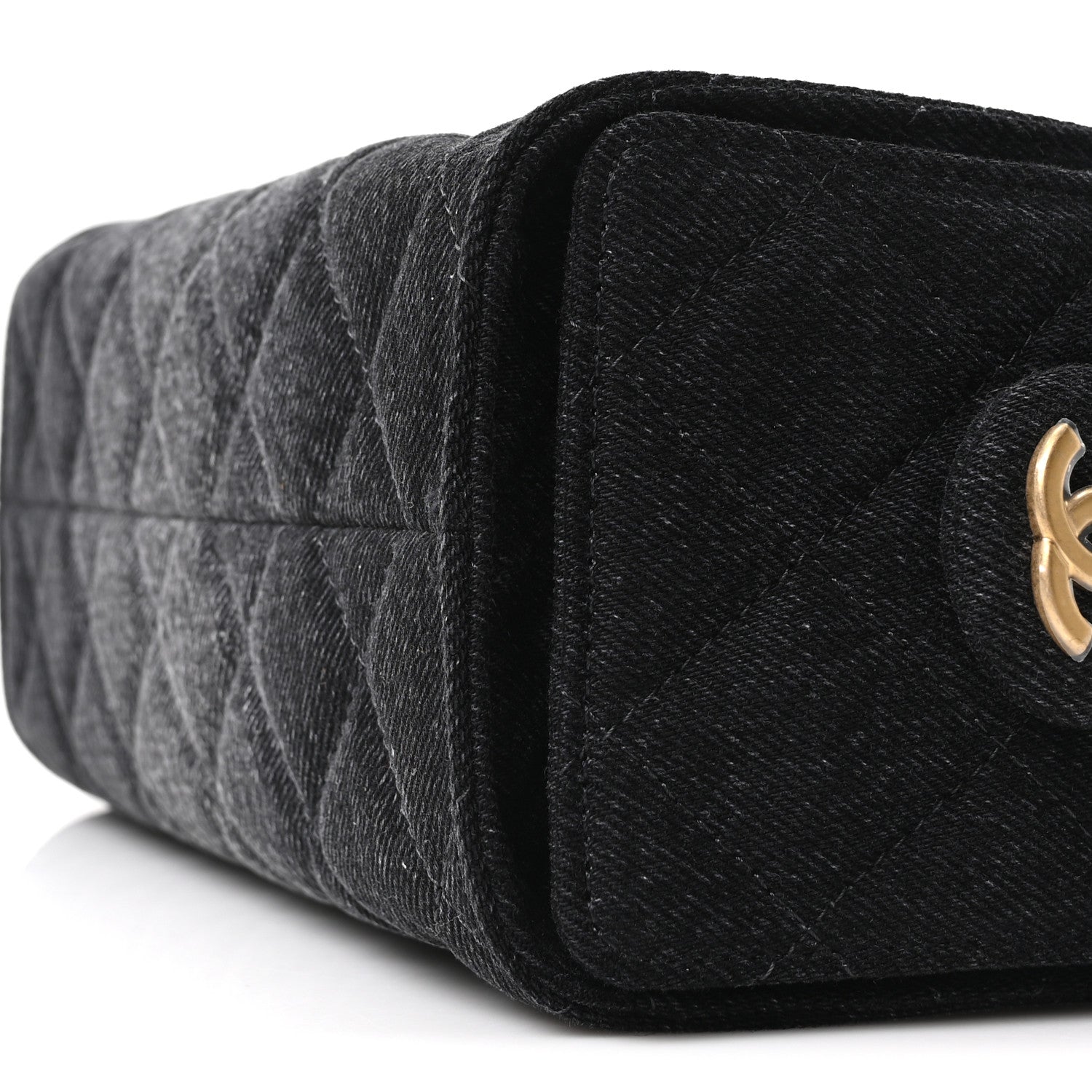Washed Denim Quilted Mini Chanel 25 Handbag Black