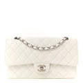 Caviar Quilted Medium Double Flap White