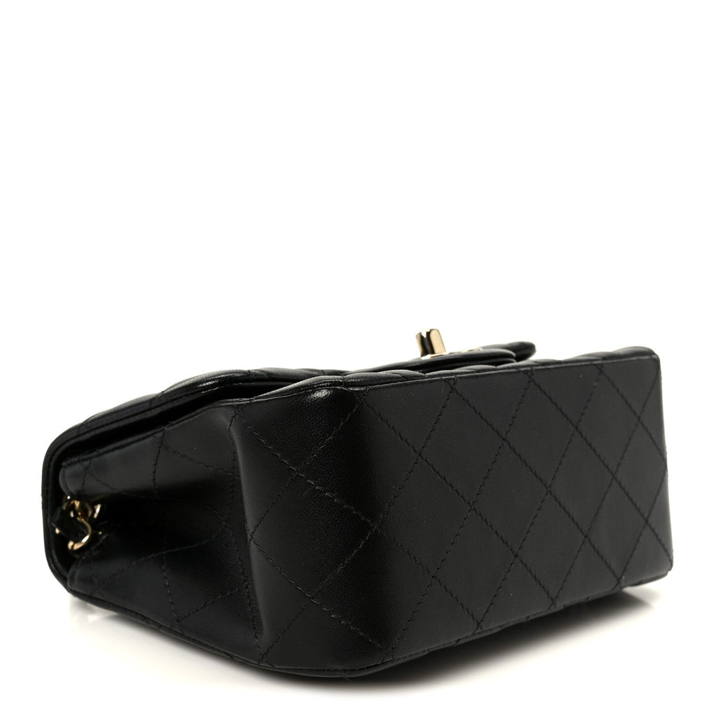 Lambskin Quilted Mini Square Flap Black