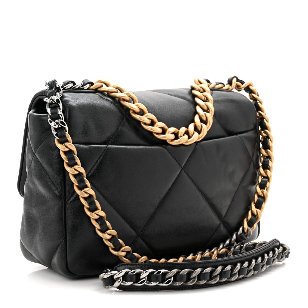 Lambskin Quilted Medium Chanel 19 Flap Black