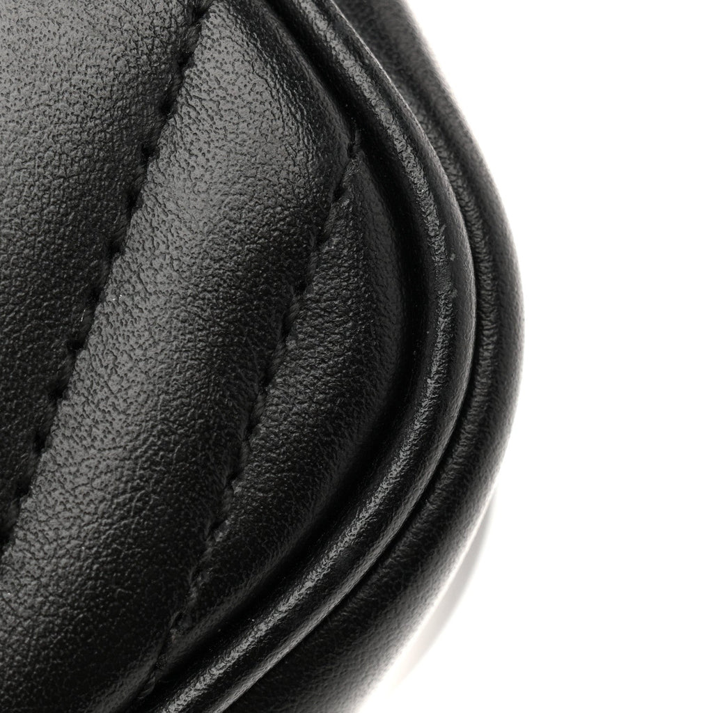 Calfskin Matelasse Monochrome Small GG Marmont Chain Shoulder Bag Black