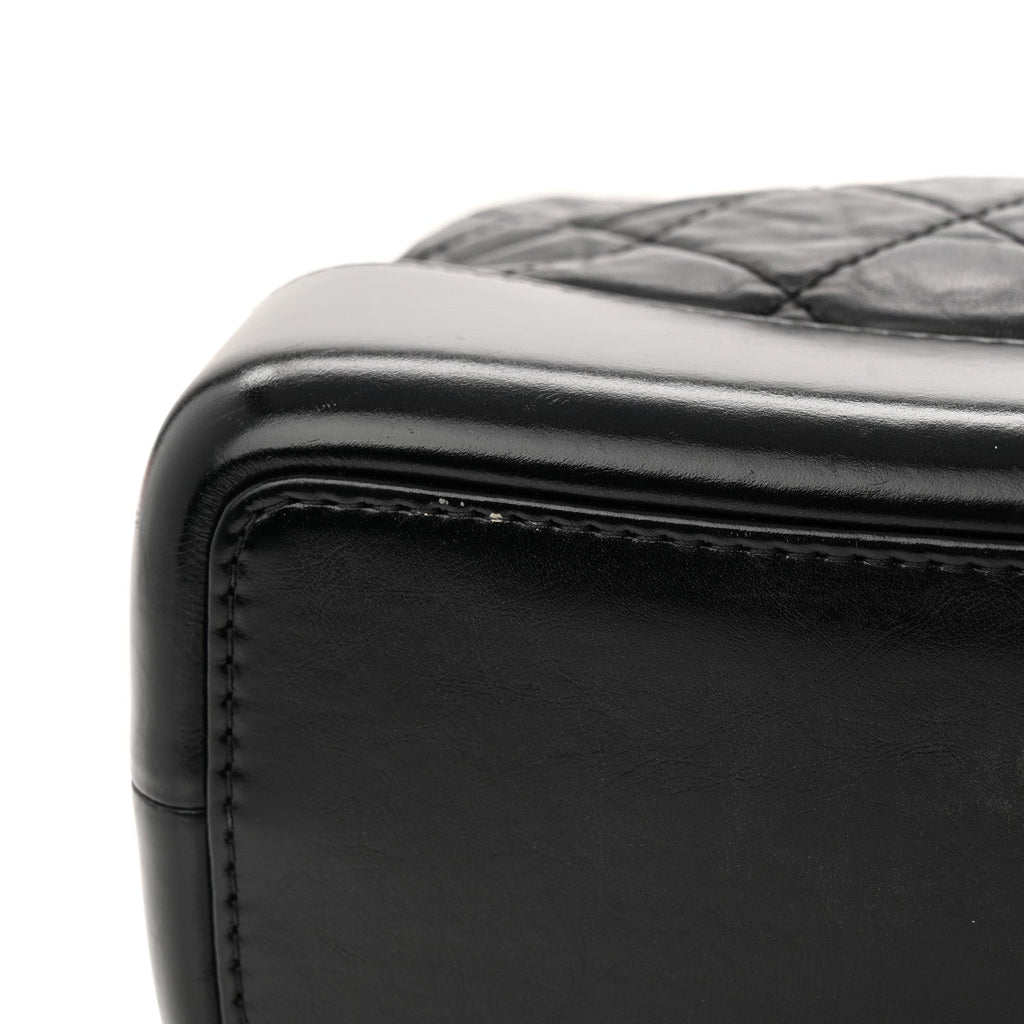 Aged Calfskin Quilted Small Gabrielle Backpack Black